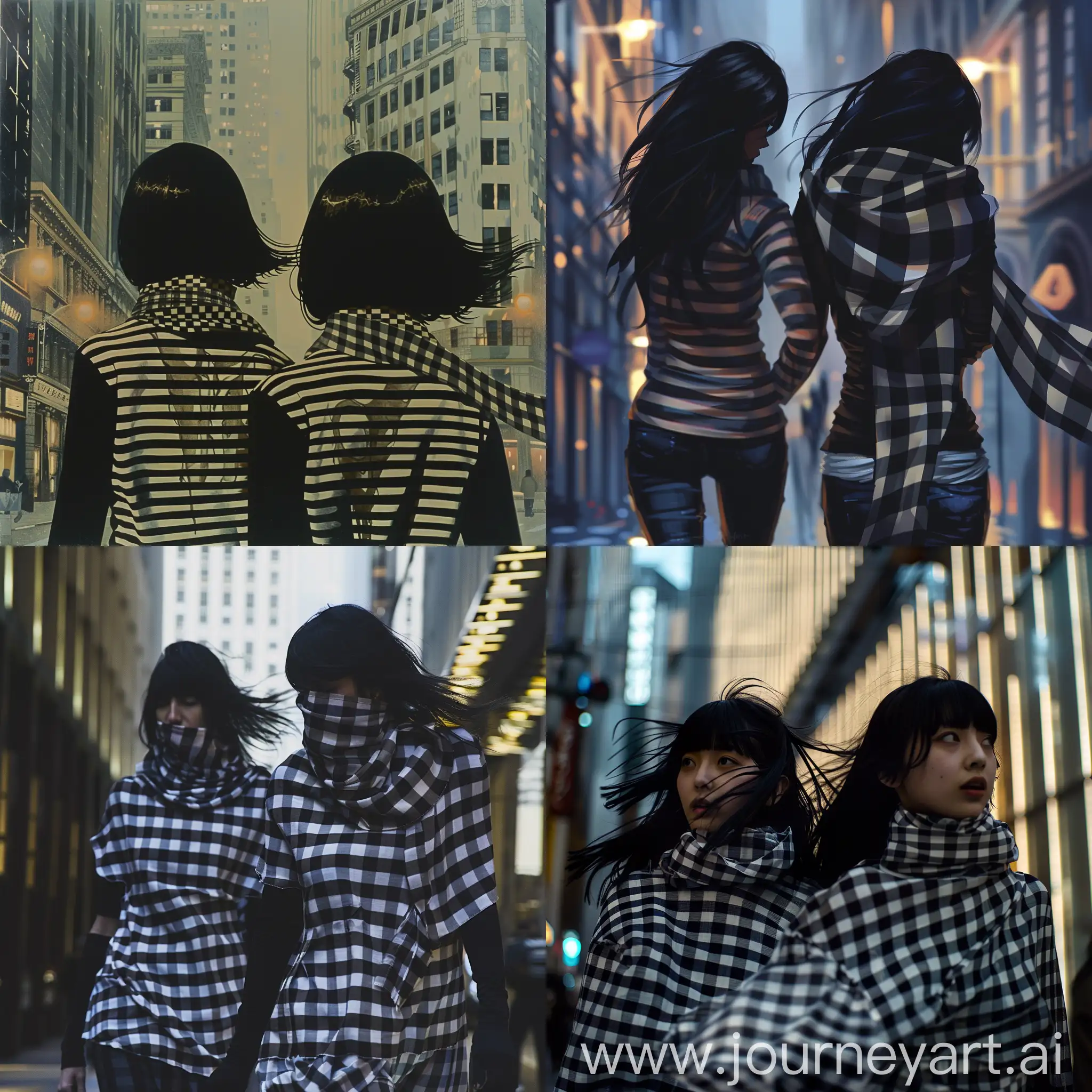 Urban-Fashion-Stylish-Women-in-Checkered-Scarves