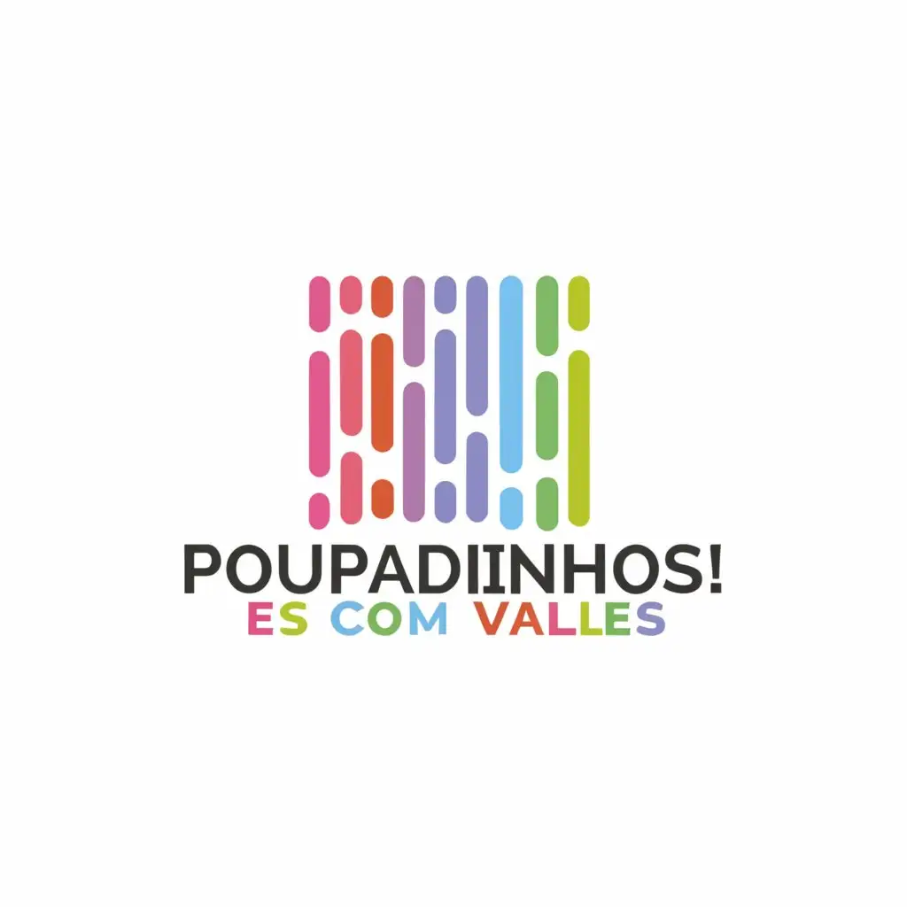 a logo design,with the text "Poupadinhos e com Vales by Janine Medeira ", main symbol:Bar code with rainbow colours,Moderate,be used in Beauty Spa industry,clear background