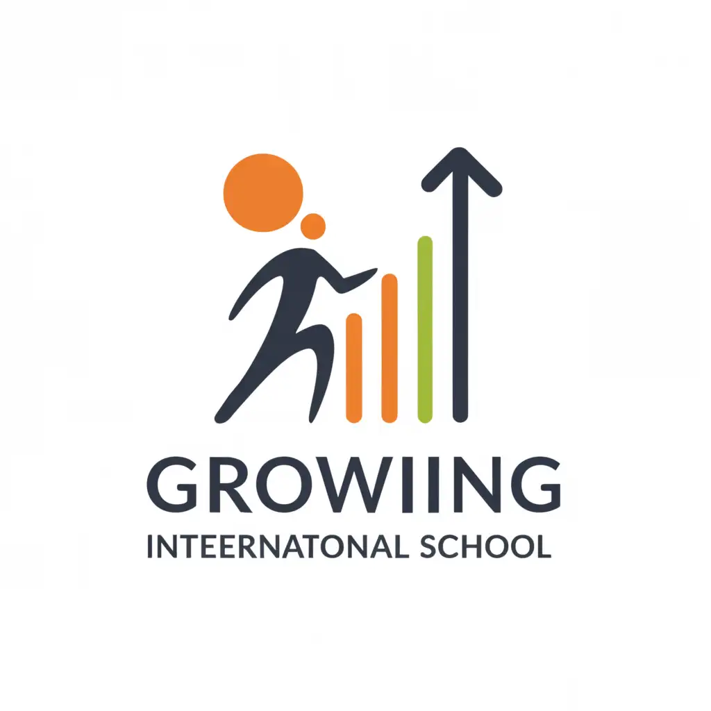 a logo design,with the text "Growing International school", main symbol:stairs,Moderate,be used in Education industry,clear background