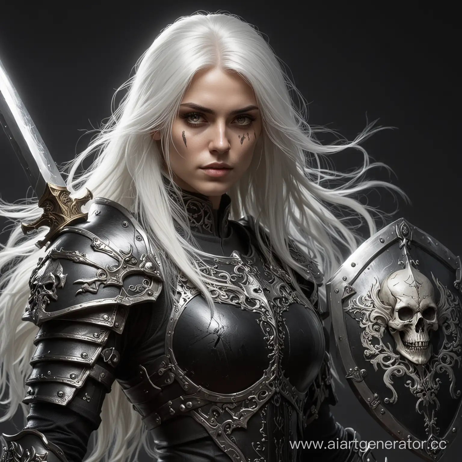 Female-Paladin-in-Black-Armor-with-Sword-and-Shield