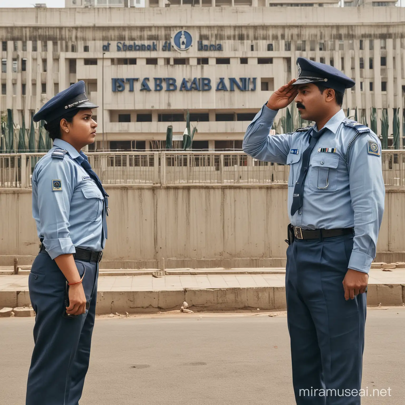 State Bank of India Security Guard Saluting