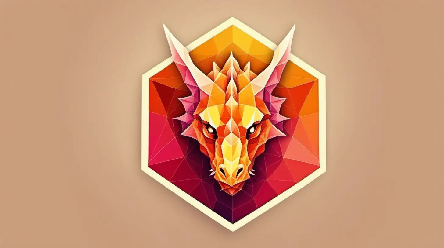 Calm dragon face polygon logo warm colors