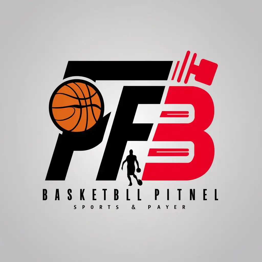 dame un diseño de logo moderno para una marca de ropa de deporte con las siglas: P F B 
 Relacionada con baloncesto y fitness
