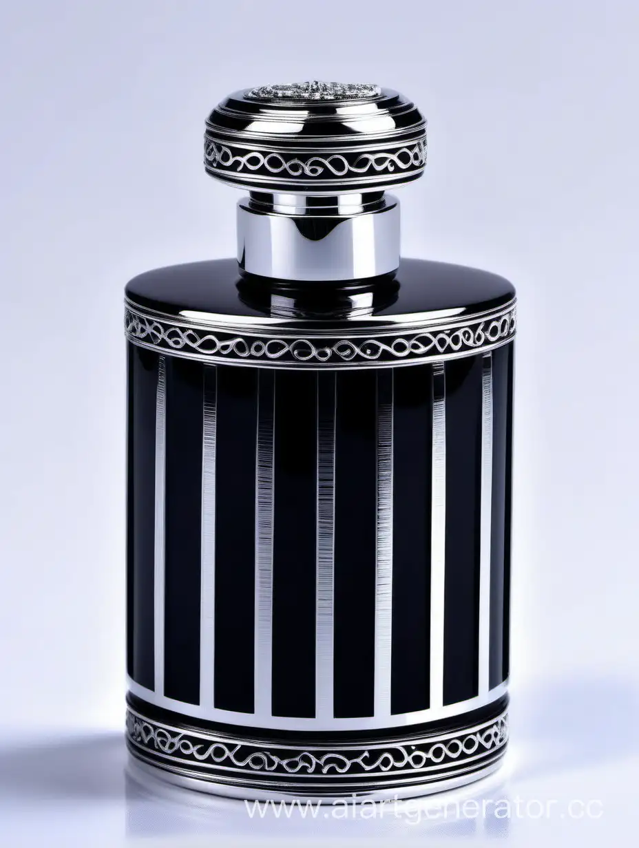 Zamac Perfume decorative ornamental  black, royal dark torquious  heavy bottle double in height  with stylish Silver lines cap and bottle