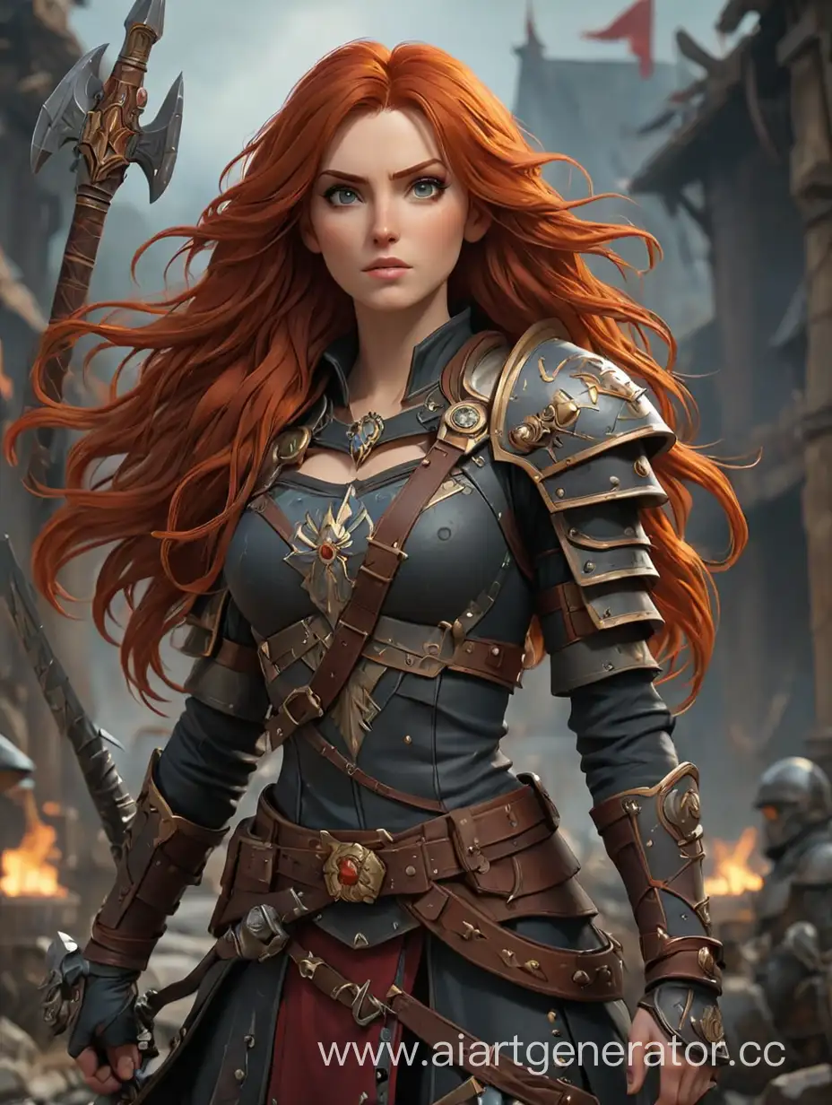 Redhead-Woman-with-Warhammer-in-Full-Body-Pose