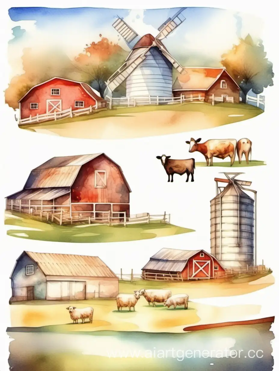 Serene-Watercolor-Landscape-of-Milky-Farm