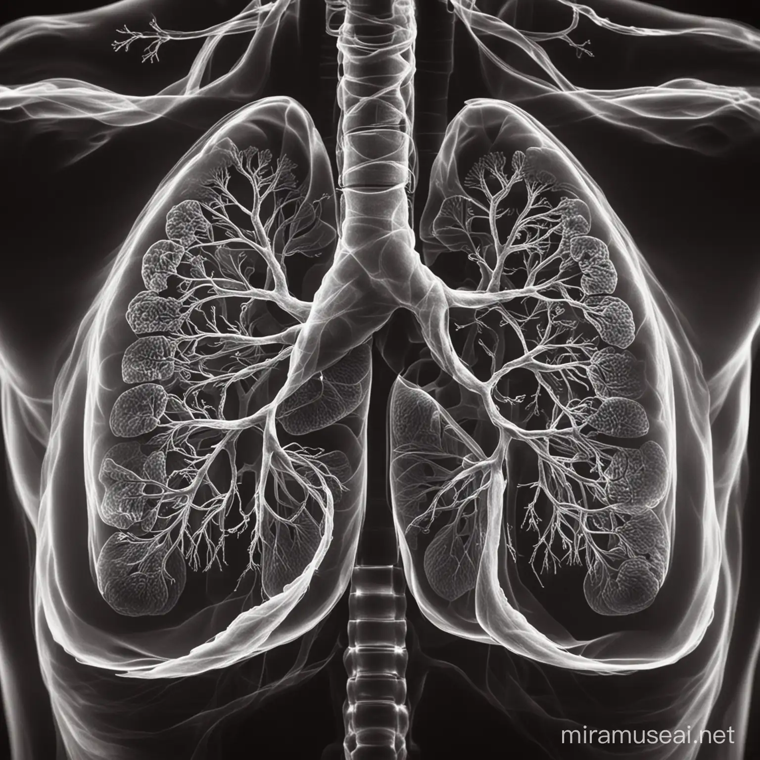 Vibrant Illustration of Human Lungs with Detailed Anatomy