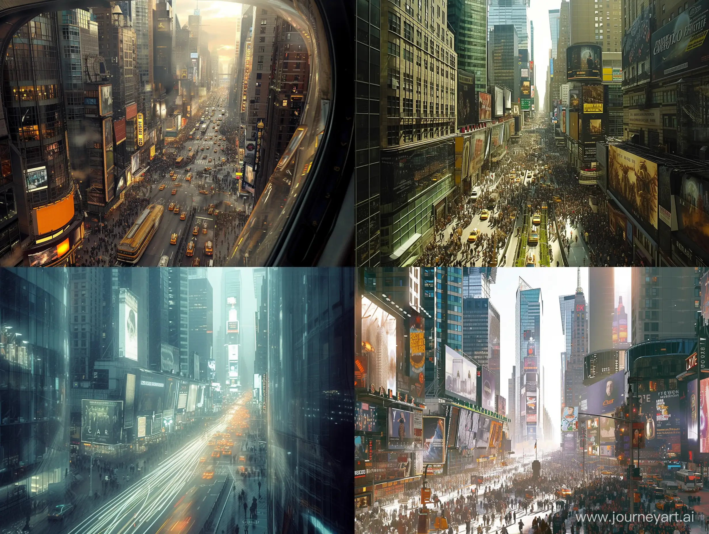 a photo in the style of a science fiction showcasing a bustling new york city, photography, environment, natural lighting, 
