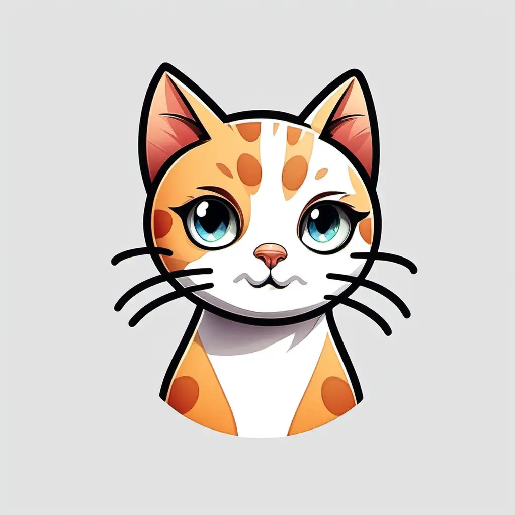 cartoon cat icon head only white background