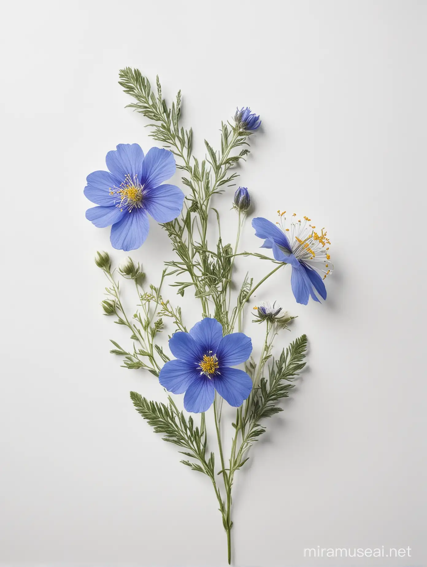 natural wild flower blue white background