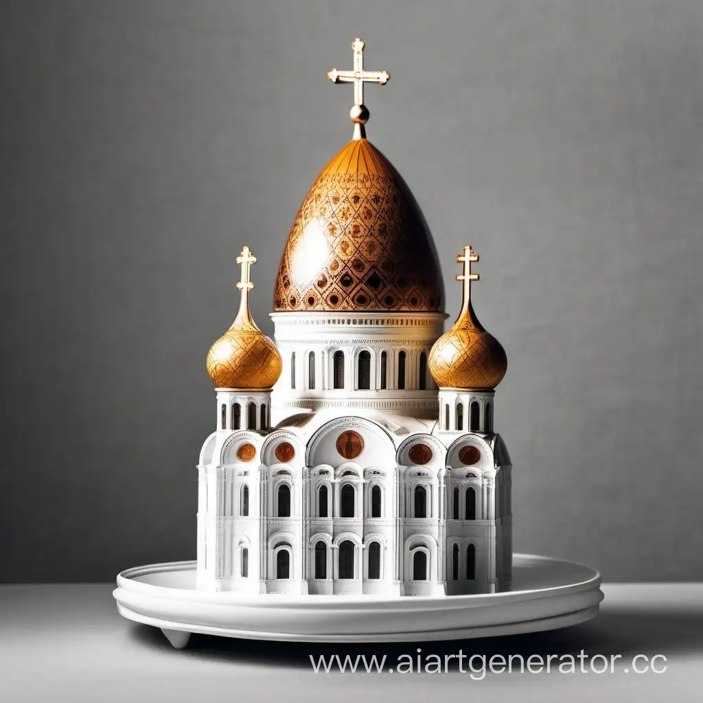 Easter-Egg-Display-Featuring-Cathedral-of-Christ-the-Savior-on-a-Tall-Stand