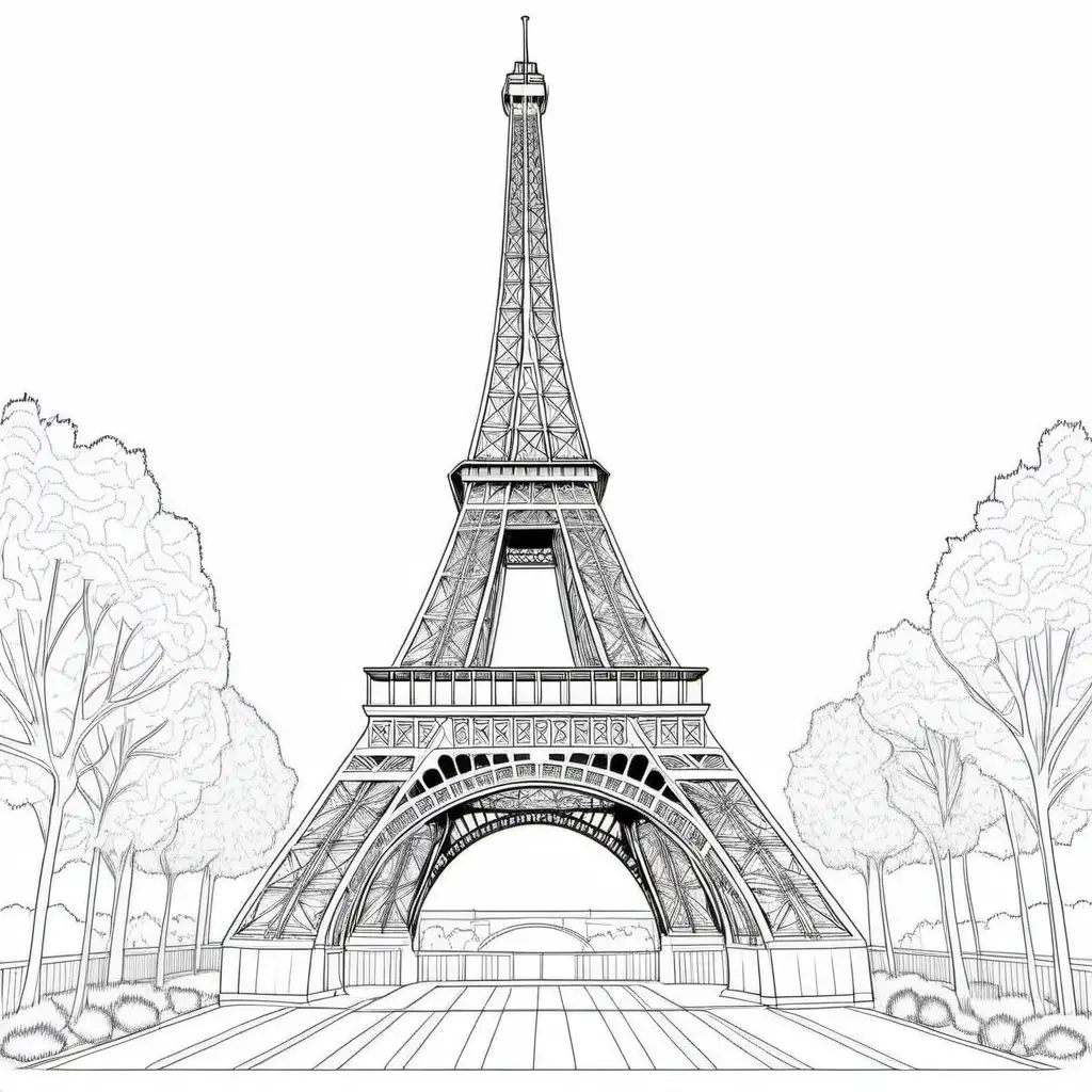 Parisian Charm Eiffel Tower Coloring Page for All Ages