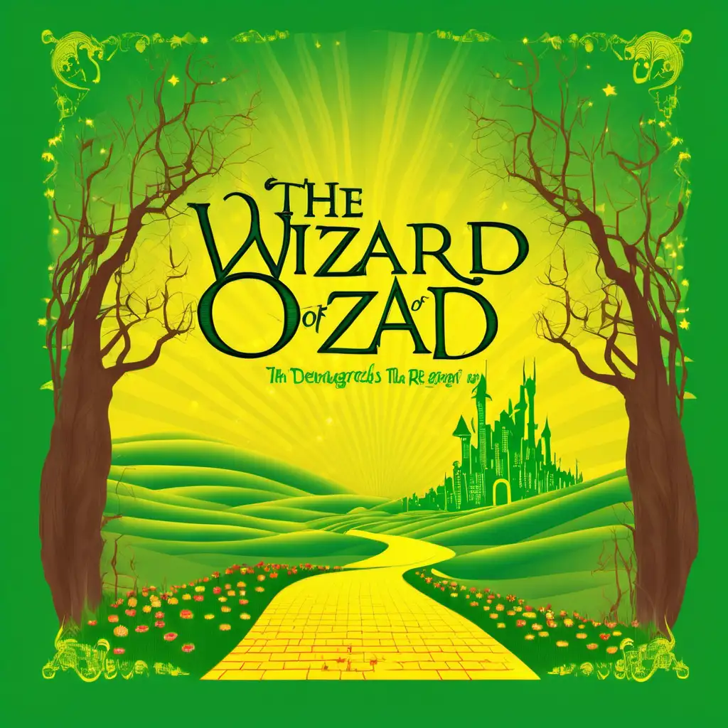 Whimsical Wizard of Oz Poster in Degrade Style Illustrator Art