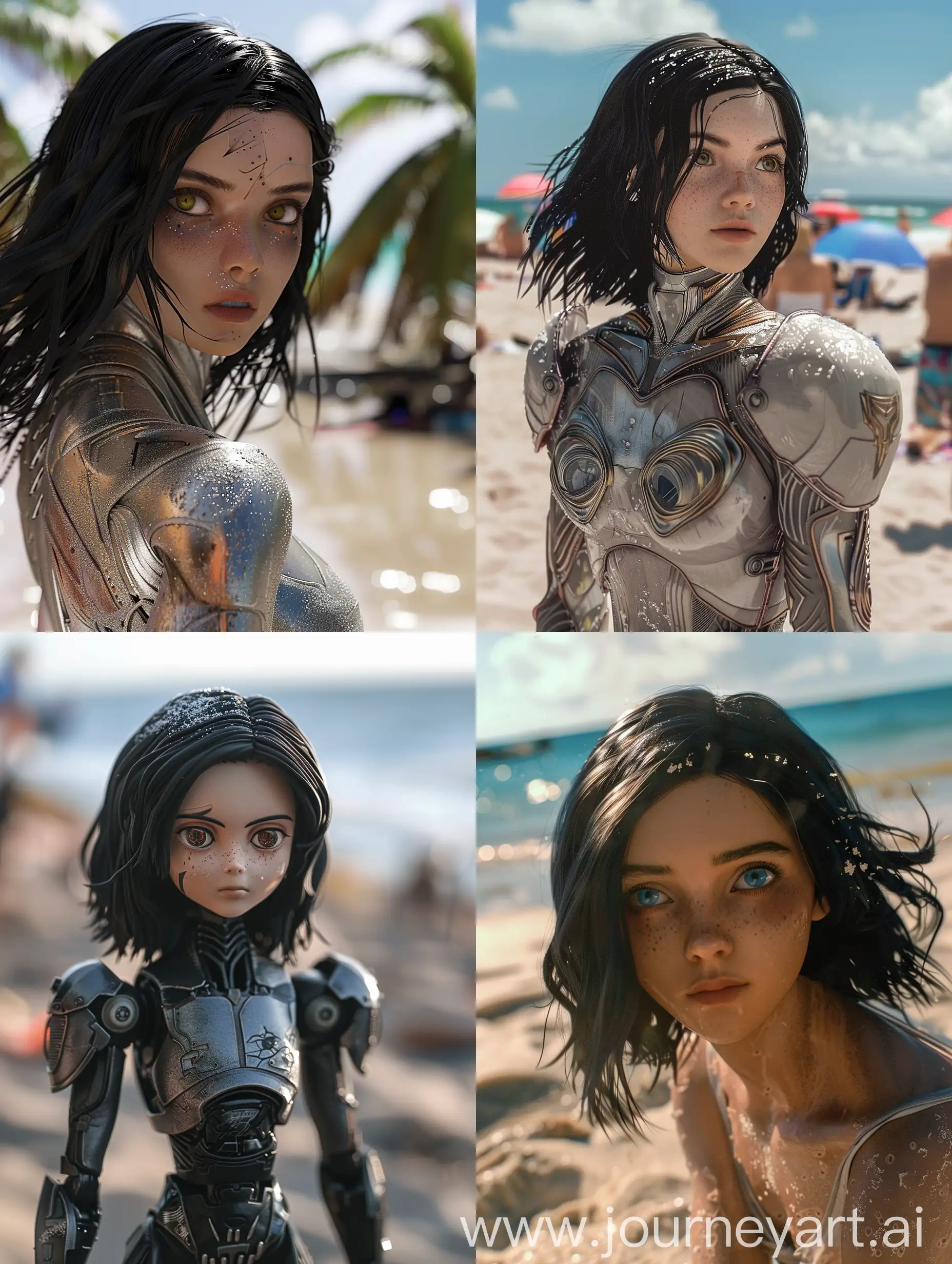 Alita "Battle Angel" beach scene, high detail