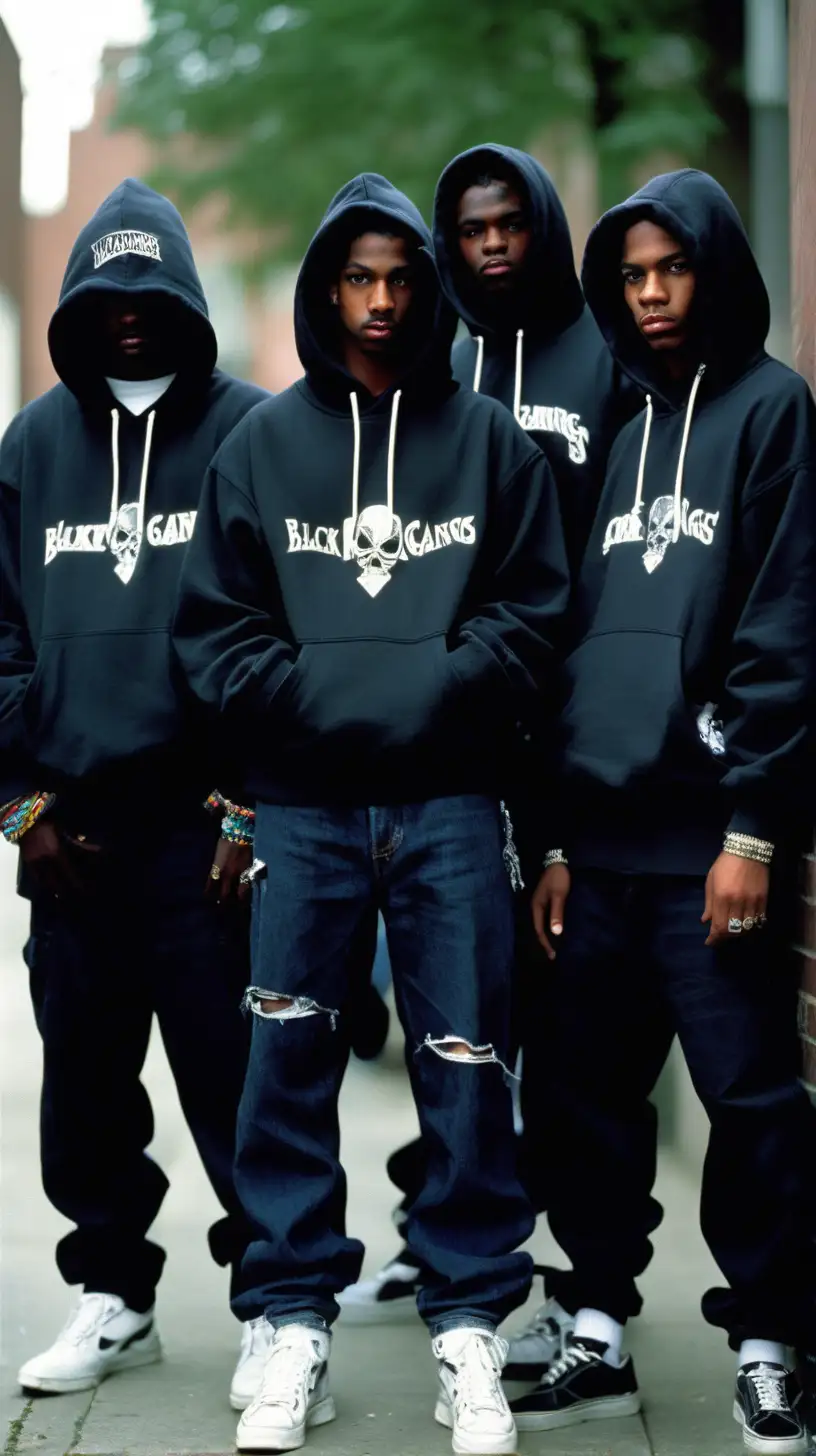 Urban Street Culture 1990s Black Gangs in Hoodies