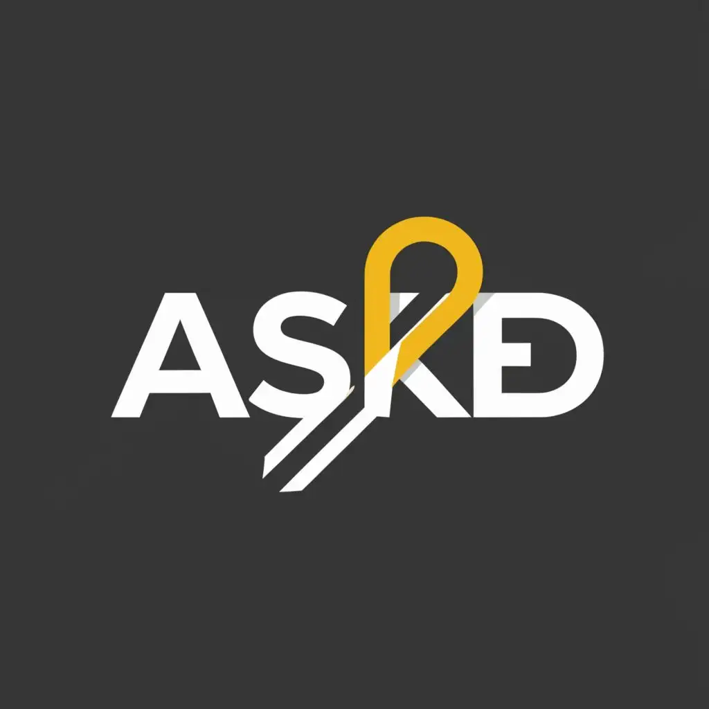 a logo design,with the text "Asked", main symbol:Logo simple  ,Minimalistic,clear background