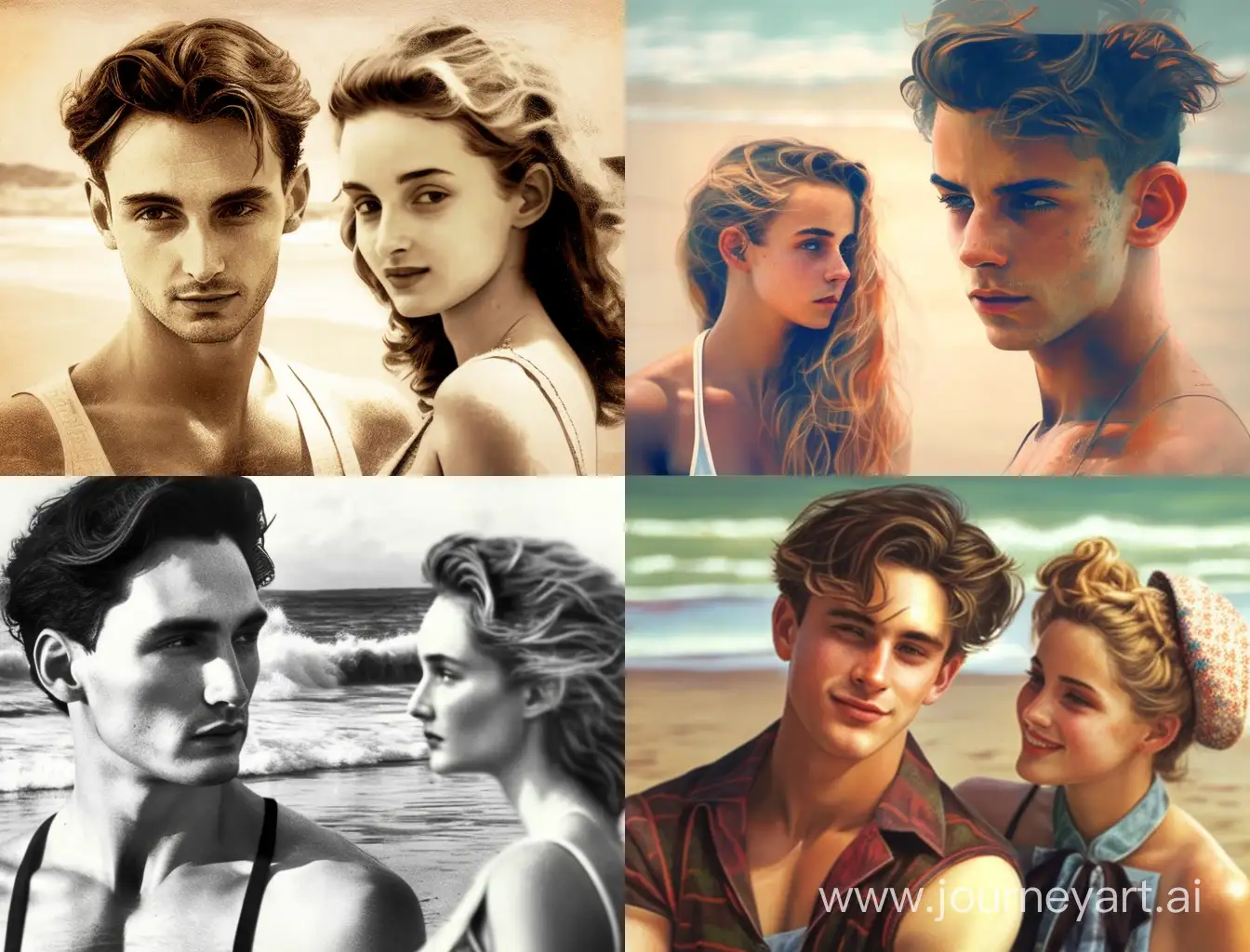 Beach-Bonding-Young-Man-and-Girl-Enjoying-Seaside-Moments