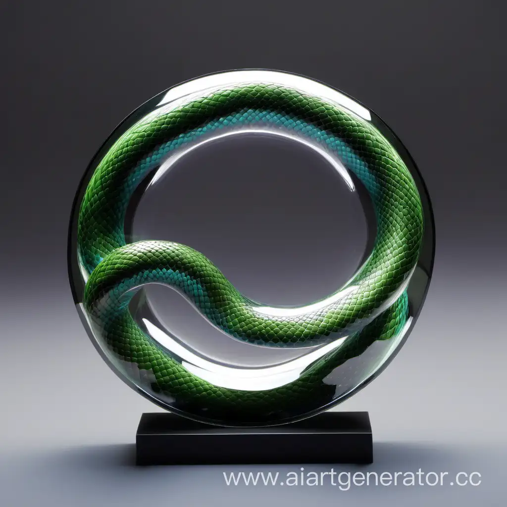 round snake made of glass