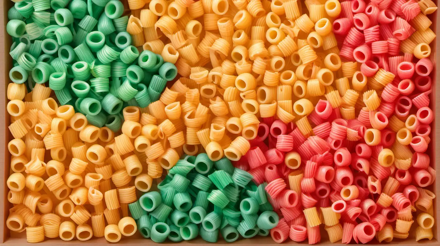 colored macaroni used to make crafts on paper