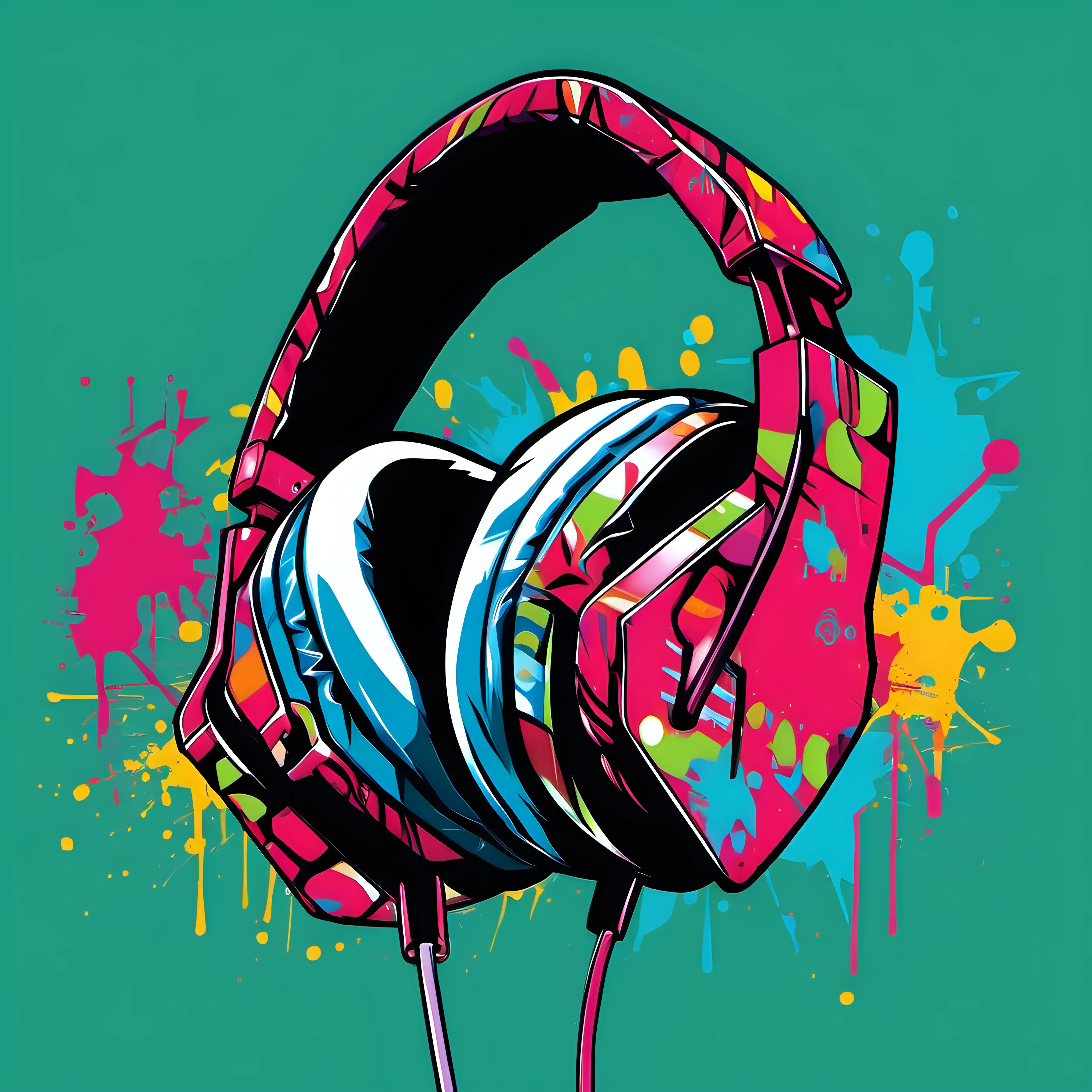 Colorful Graffiti Pop Art Featuring Game Headphones