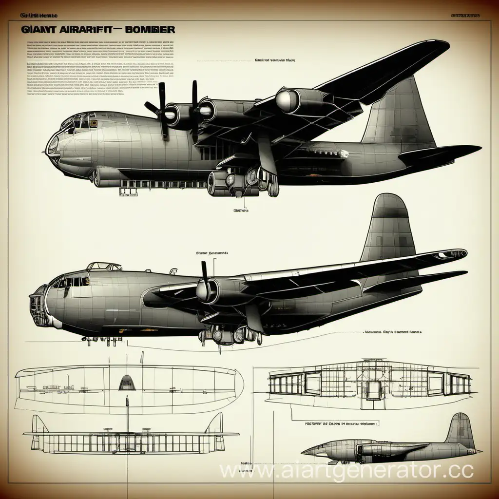 Гигантский самолёт - бомбардировщик, схема