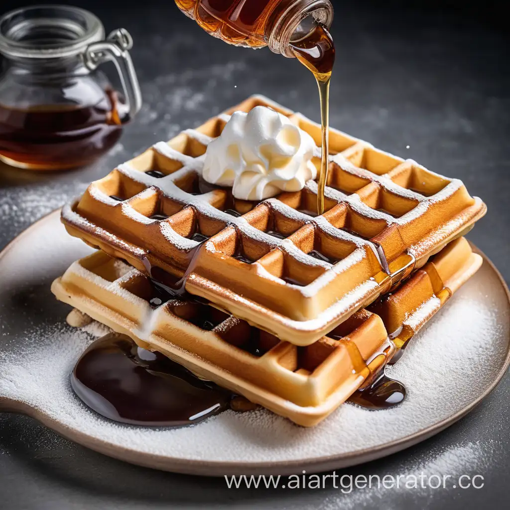 Delicious-Viennese-Waffles-Drizzled-with-Syrup