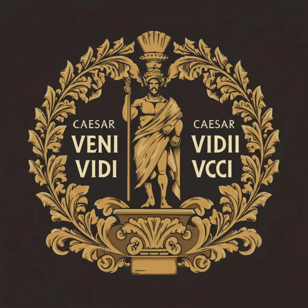 a logo design,with the text 'Caesar Trades VENI VIDI VICI', main symbol:Emperor,complex,be used in Finance industry,clear background