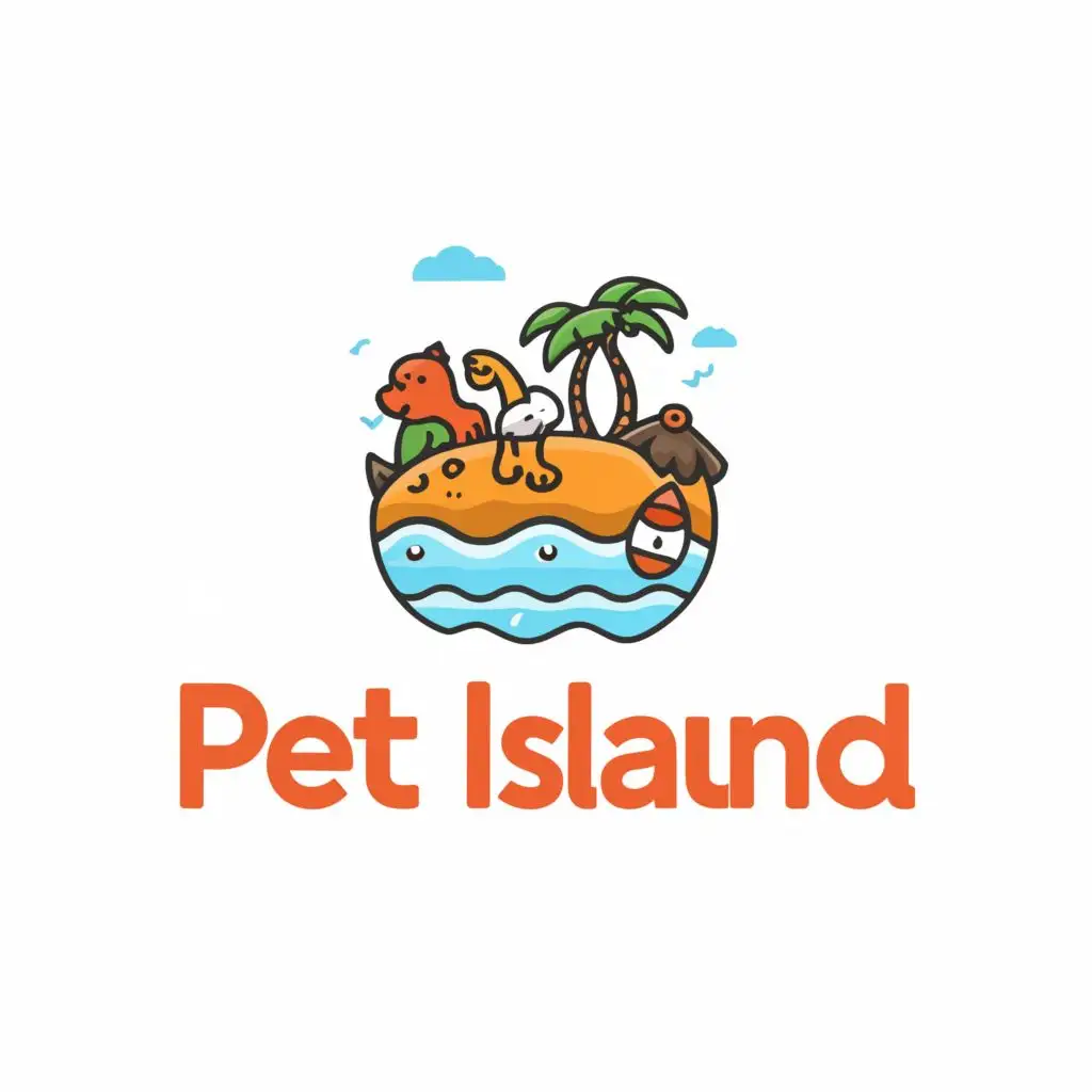LOGO-Design-For-Pet-Island-Vibrant-Text-with-Playful-Pet-Silhouettes-on-Clear-Background