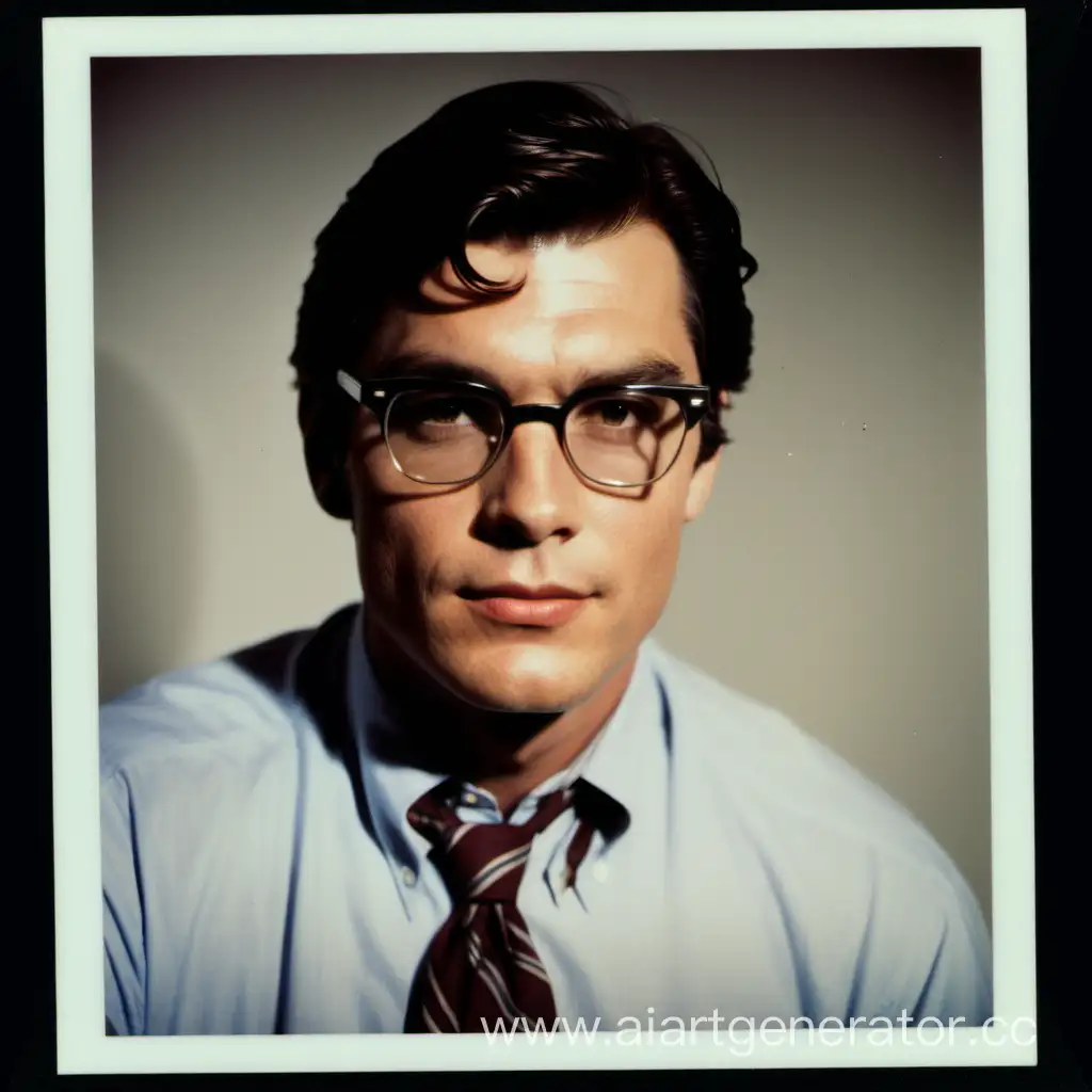 Polaroid photo, Clark Kent in a shirt, without glasses.