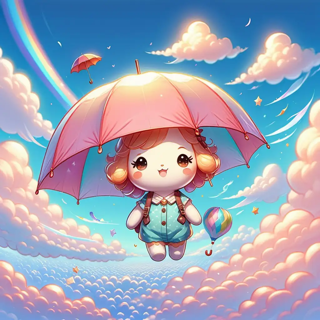 Sunnys Adventures Kawaii Cloud Journey Illustration