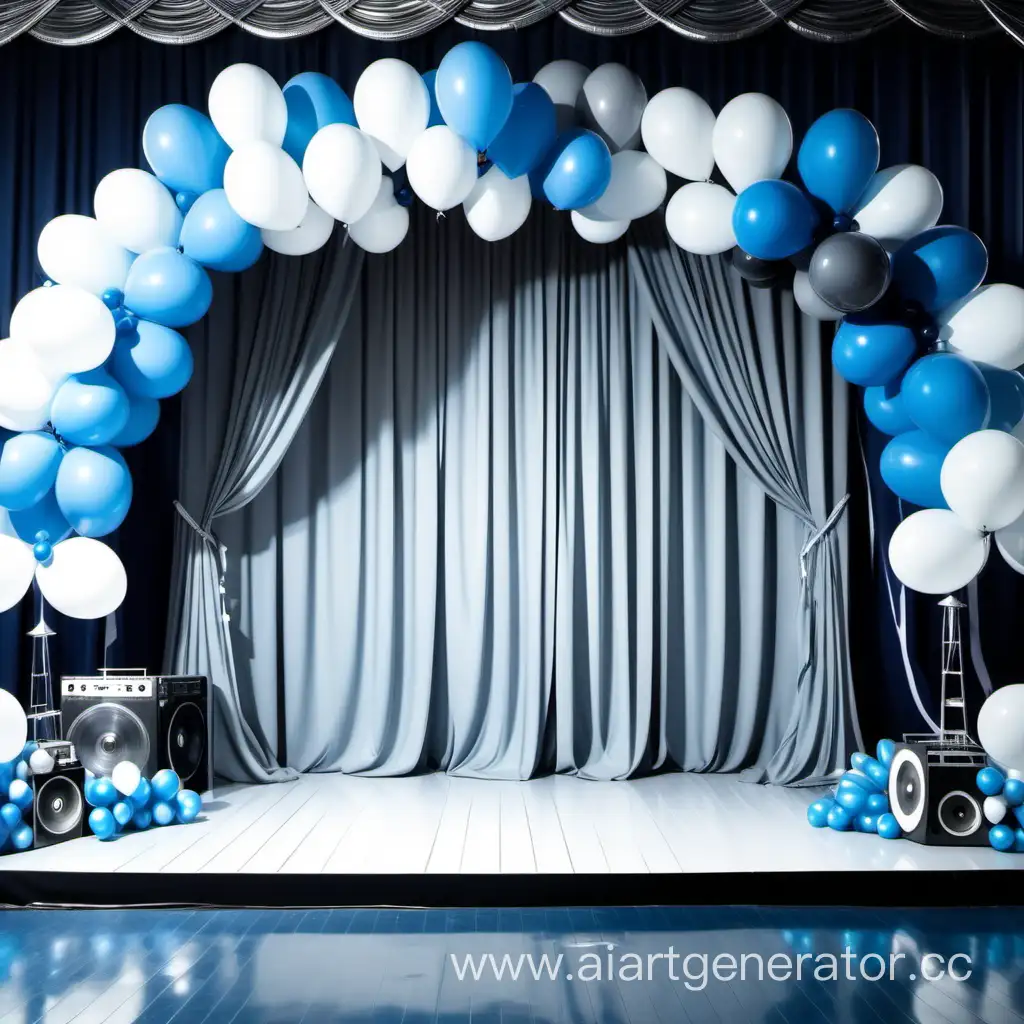 Retro-Stage-Decor-for-Last-Bell-Ceremony-Balloons-Vinyl-Records-Draperies