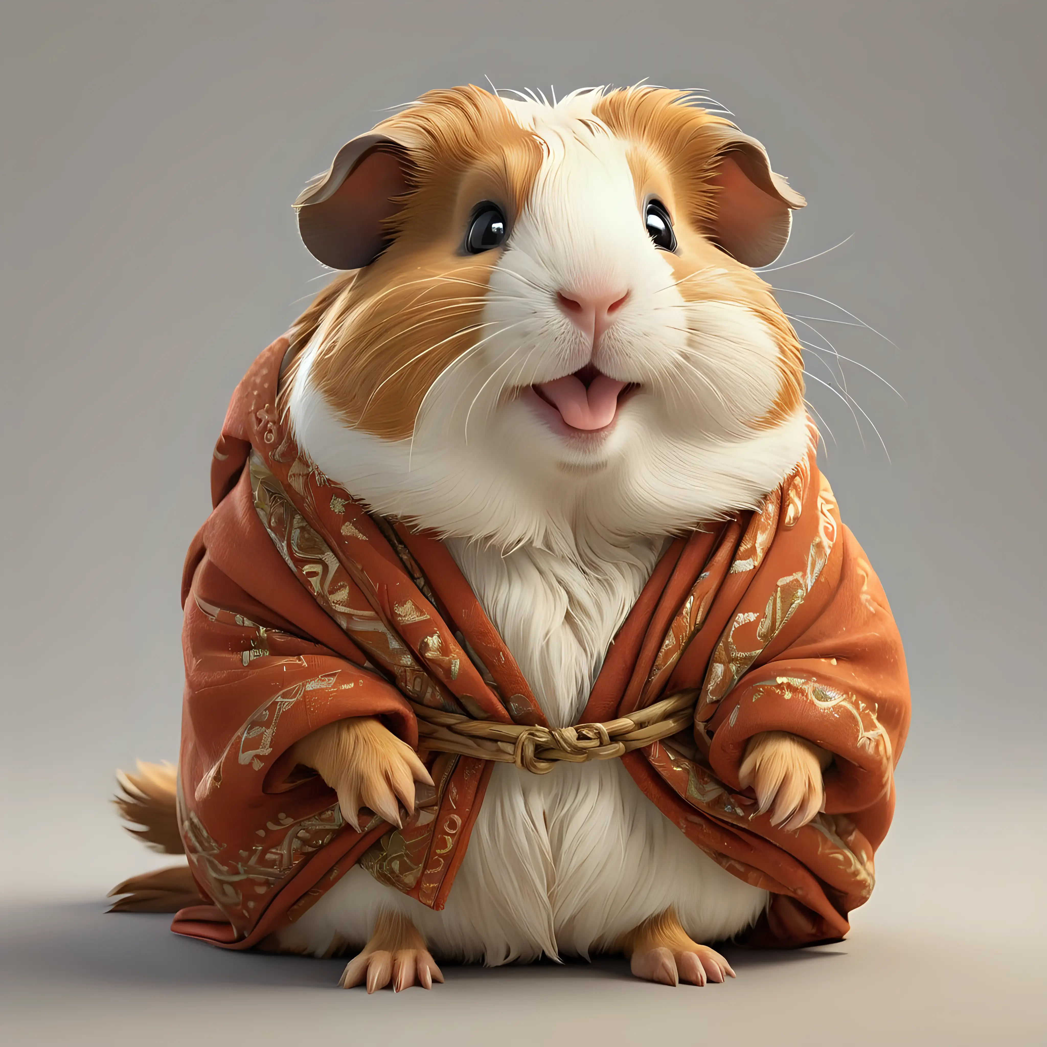 a happy Guinea pig in cartoon style in full body as Arab clothes with clear background