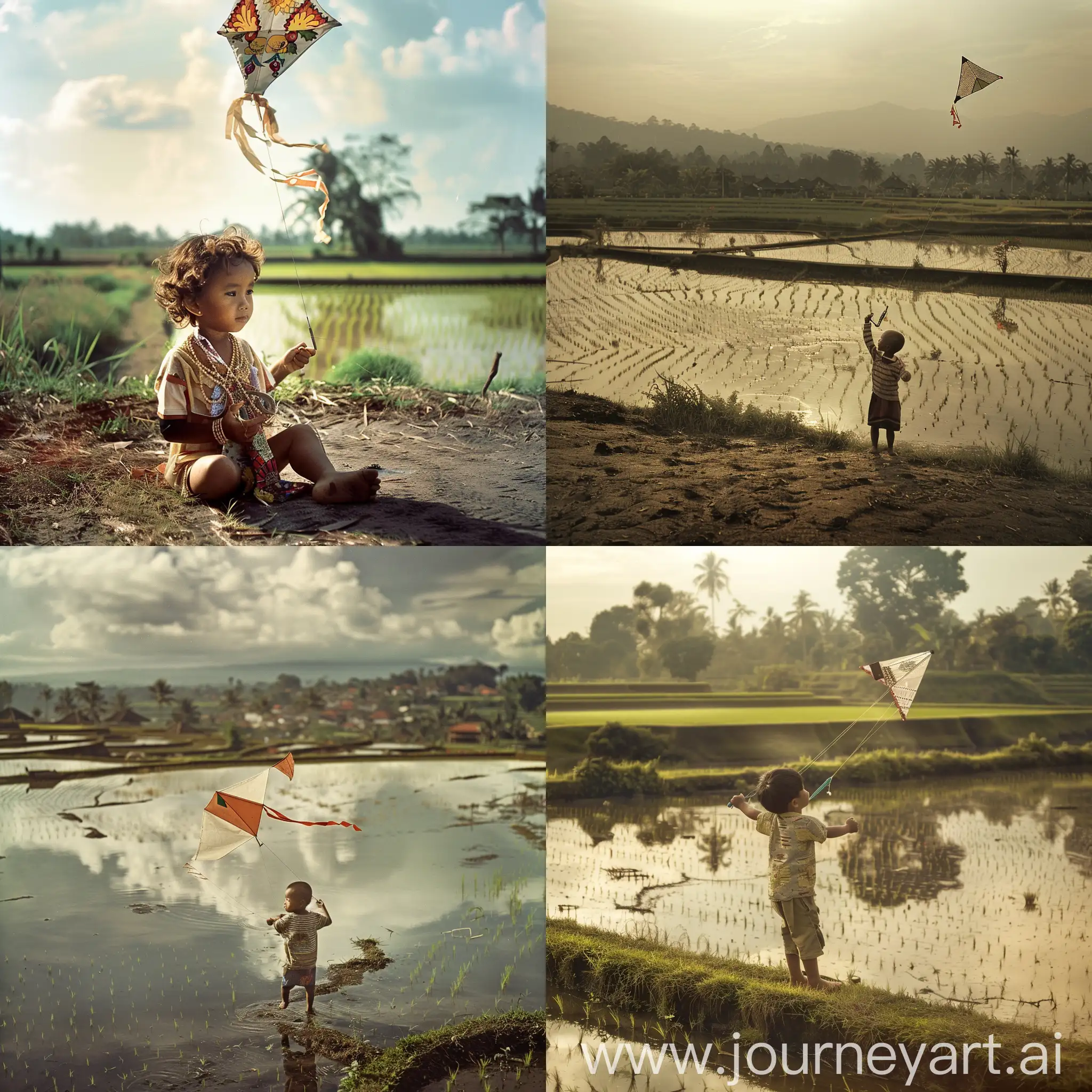 Joyful-Javanese-Child-Flying-Kite-Amidst-Indonesian-Rice-Fields