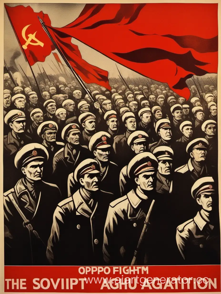 Агитационный плакат в стиле советского союза, на котором призыв бороться с оппозицией 
