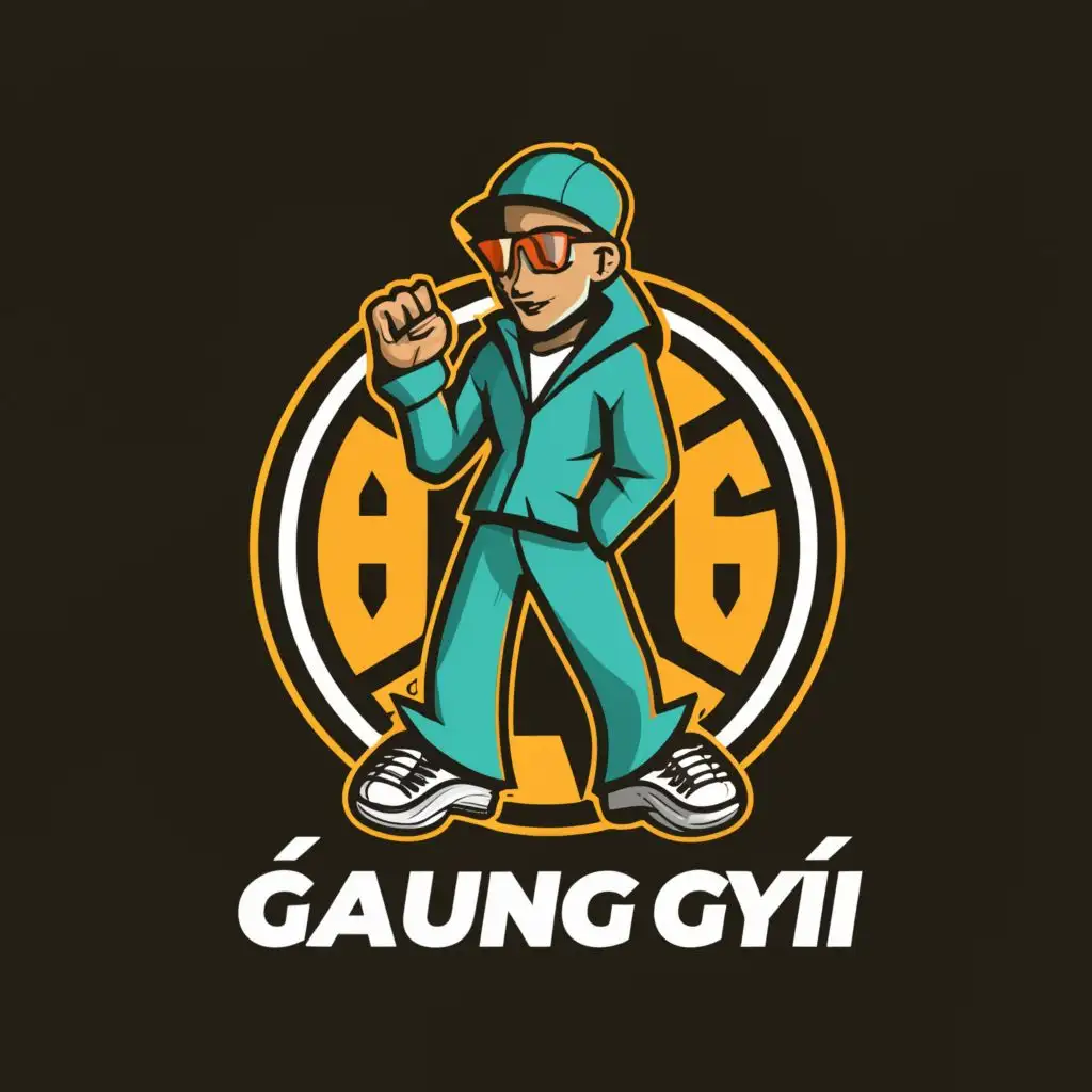 a logo design,with the text "Gaung Gyi", main symbol:Hip hop singer,Moderate,clear background