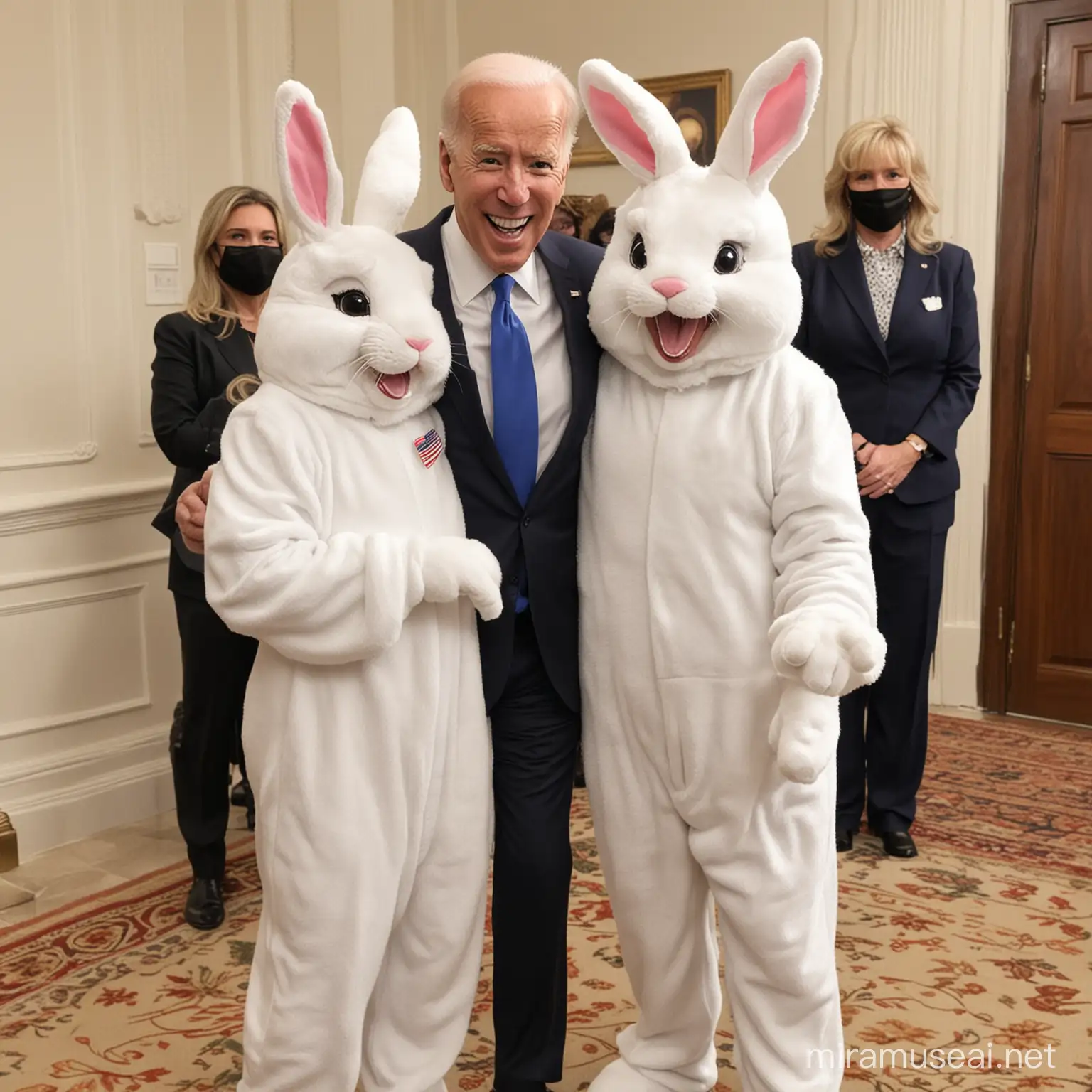 Joe Biden zieht sich ein Hasenkostüm an