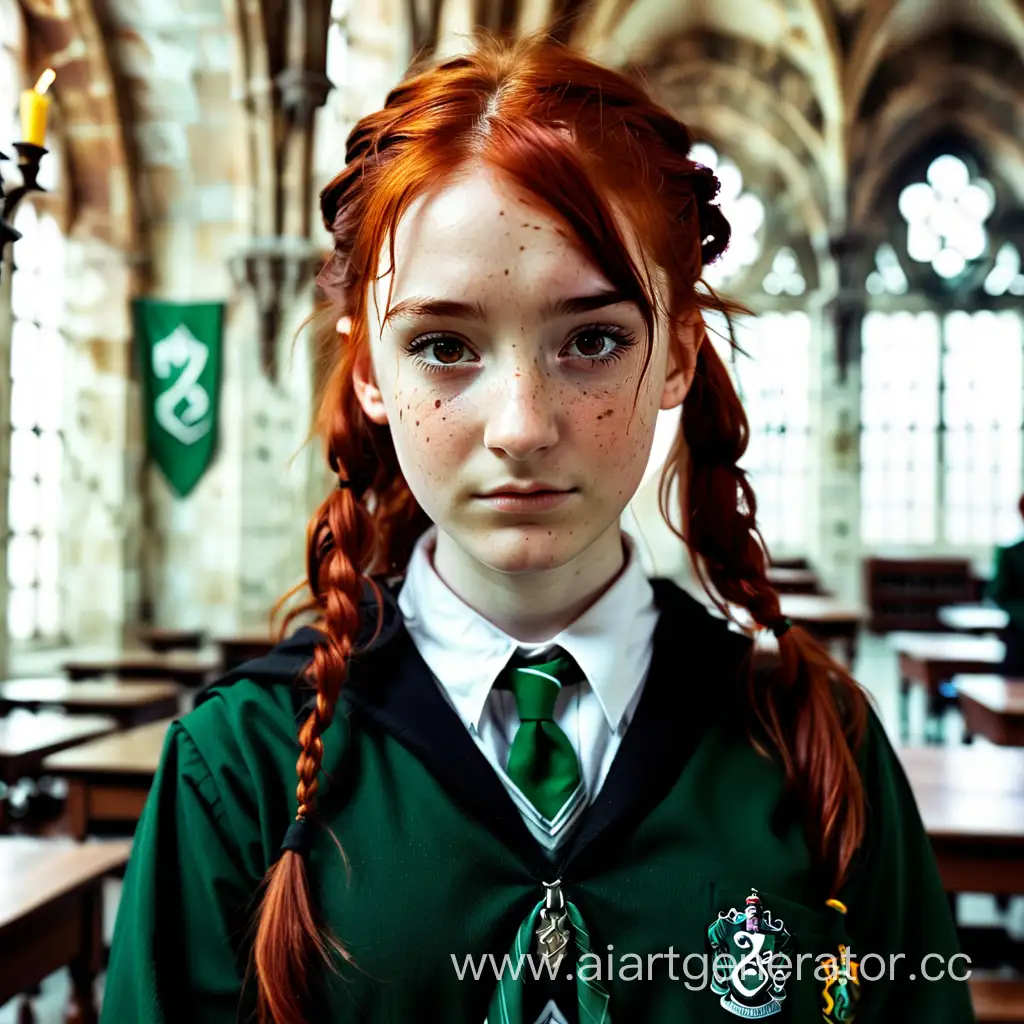 Slytherin-Girl-with-Loose-Red-Hair-in-Hogwarts-School-Uniform
