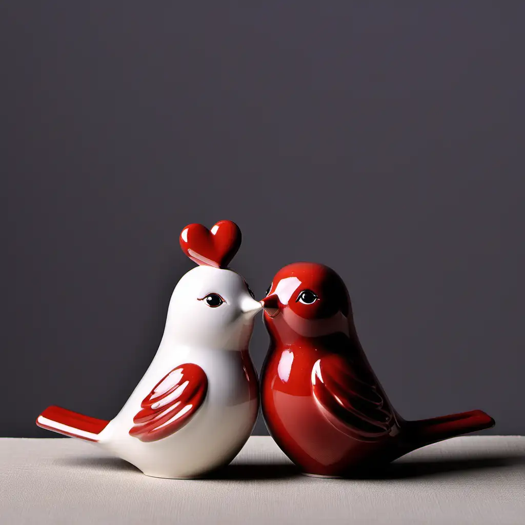  情人节 陶瓷  简单 红色 情侣 小鸟