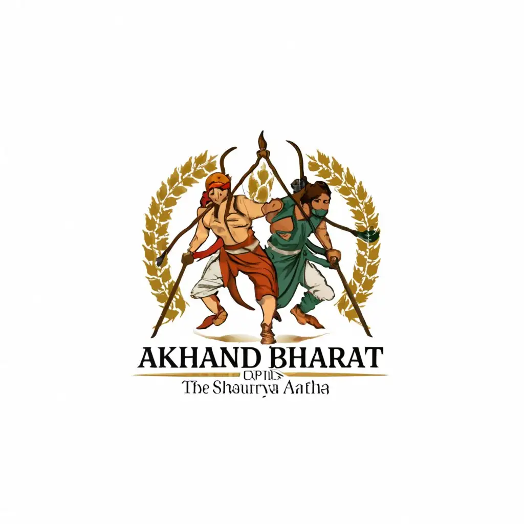 a logo design,with the text "Akhand Bharat Shaurya Gatha", main symbol:warriors of india,Moderate,clear background