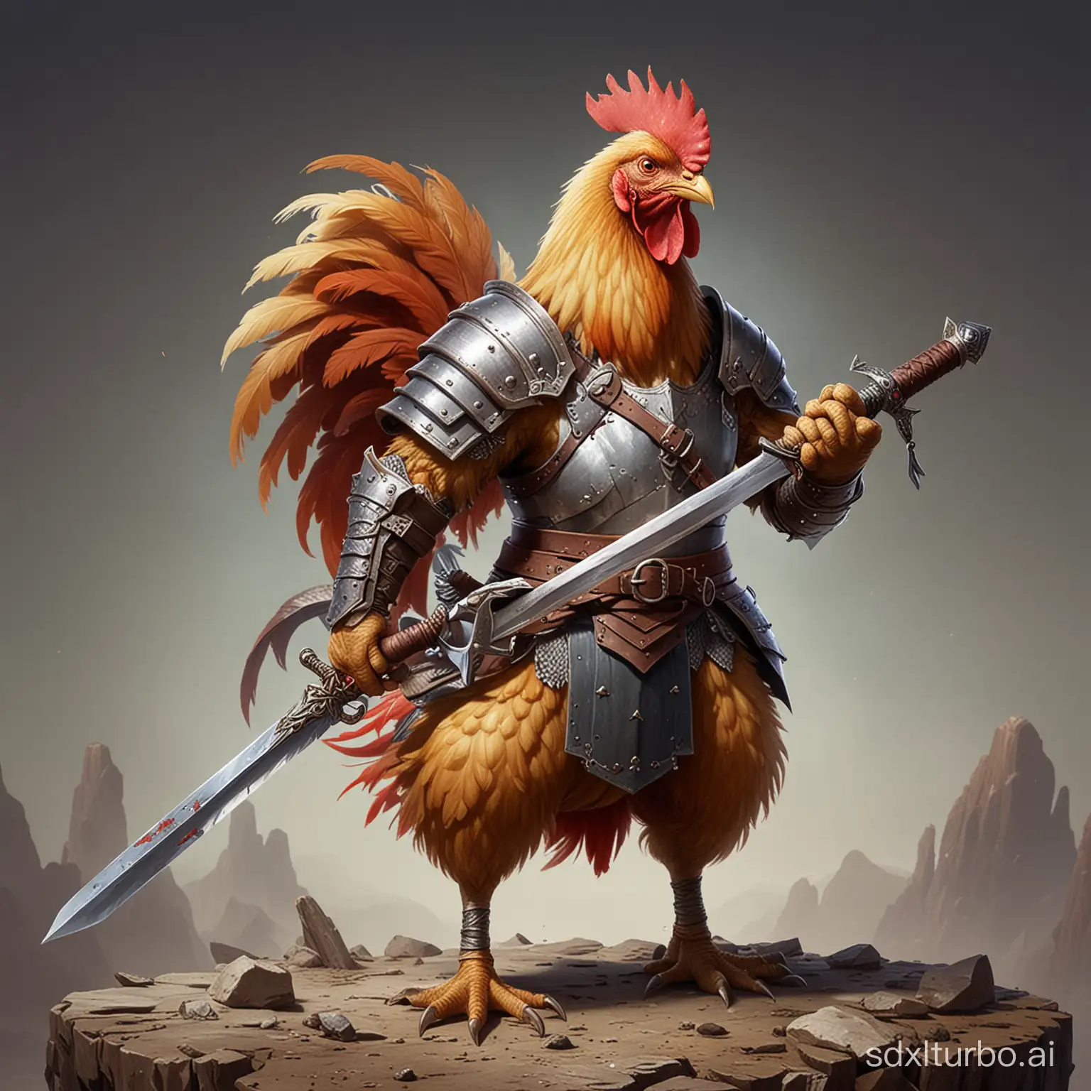 Human with Chicken Head Wielding Sword Dungeons and Dragons Character ...