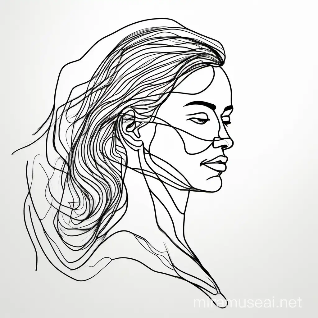 Resilient Woman Continuous Line Drawing on Clean White Background | MUSE AI