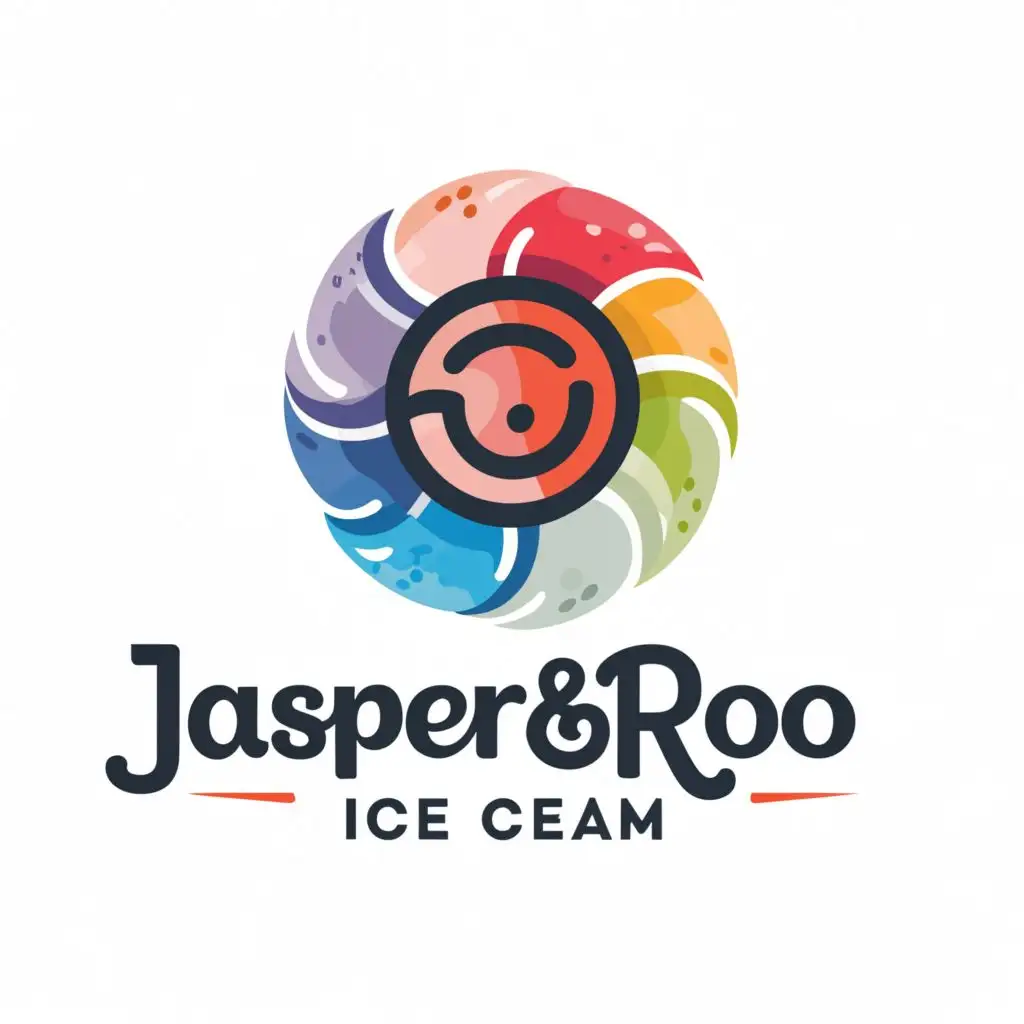 a logo design,with the text "Jasper & Roo Ice Cream", main symbol:multicolor circle,complex,be used in Restaurant industry,clear background
