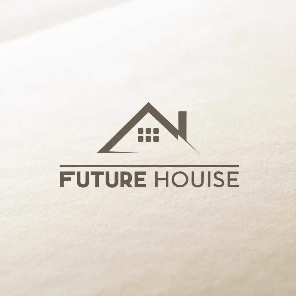 a logo design,with the text "FUTURE HOUSE", main symbol:FOR REAL ESTATE,Minimalistic,be used in Real Estate industry,clear background