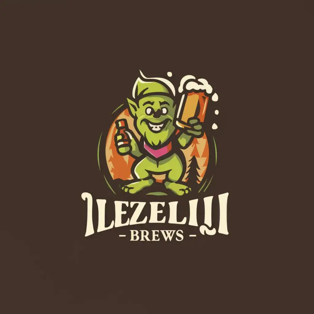 a logo design, with the text Lesij Brews, it means: 'The wood goblin, the forest'., Moderate, beer to be used in Retail industry, clear background
