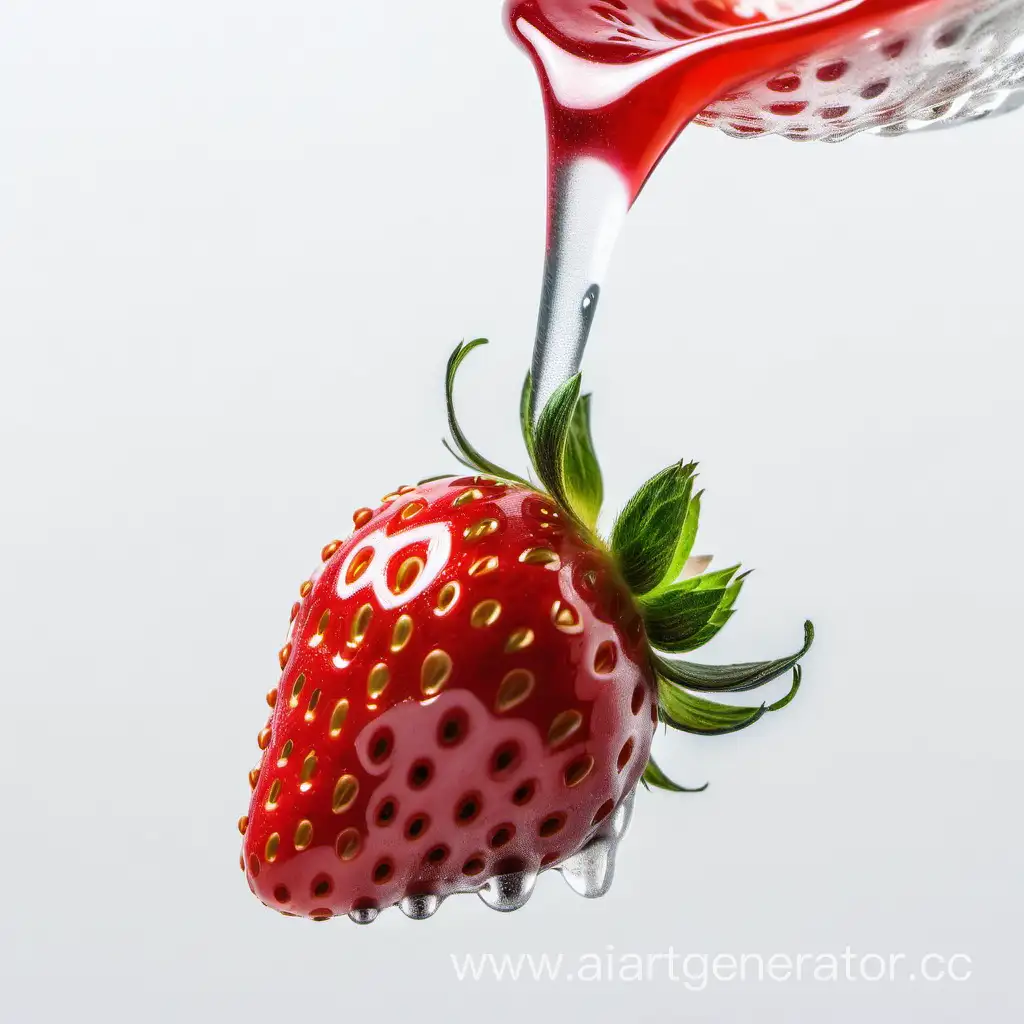 Fresh-Juicy-Strawberry-with-Glistening-Gel-on-White-Background