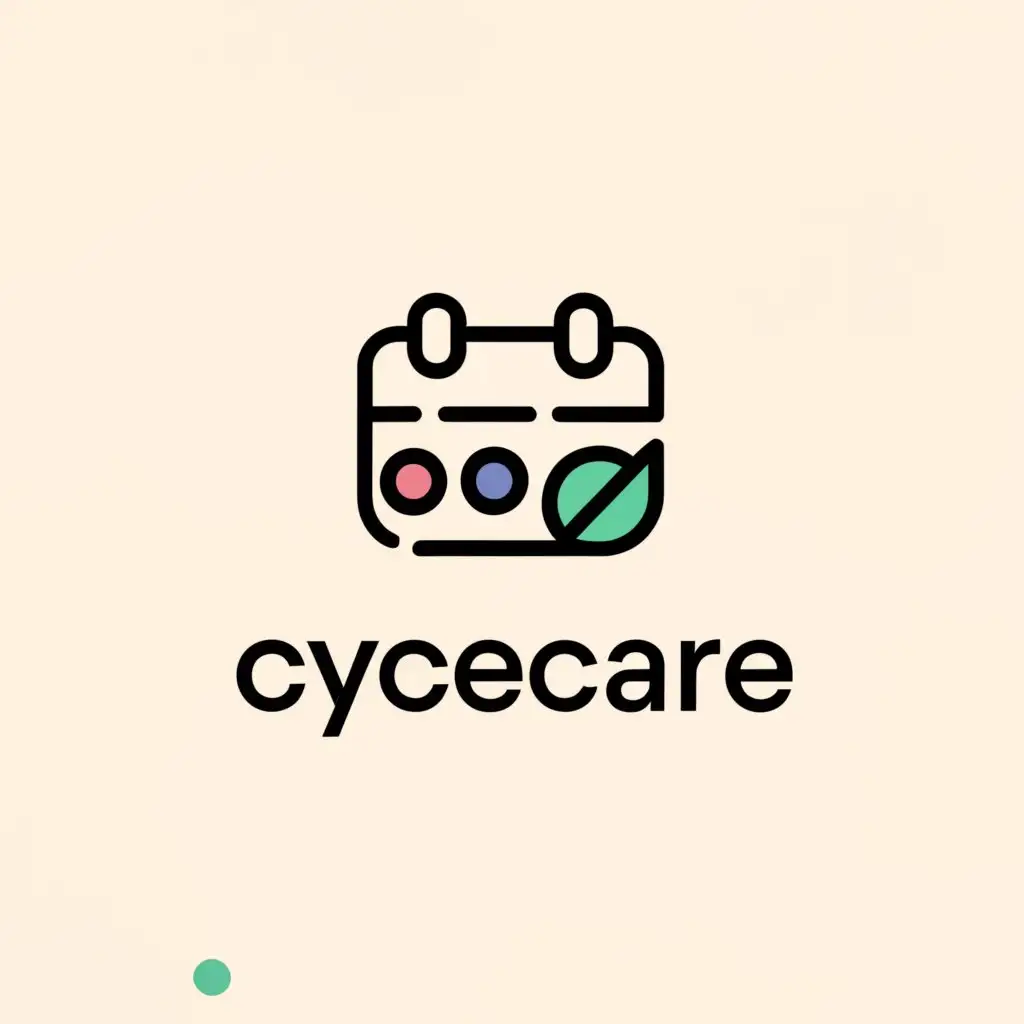 a logo design,with the text "CycleCare", main symbol:period tracker,Minimalistic,clear background