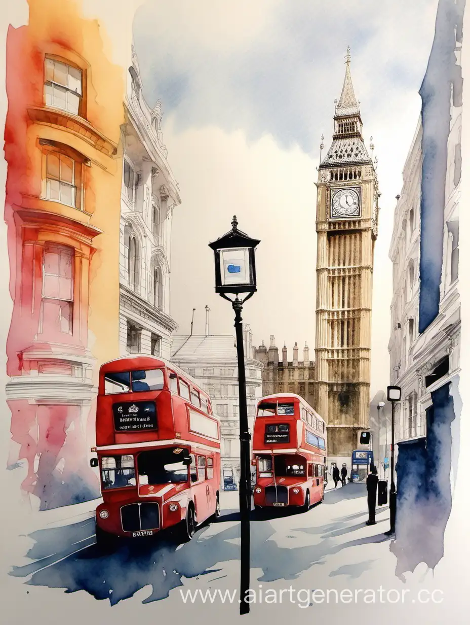 Scenic-Watercolor-Illustration-of-Londons-Iconic-Landmarks