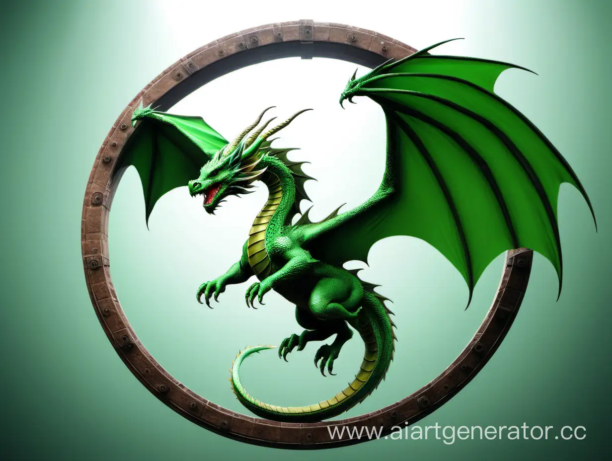 green dragon flying in circle

