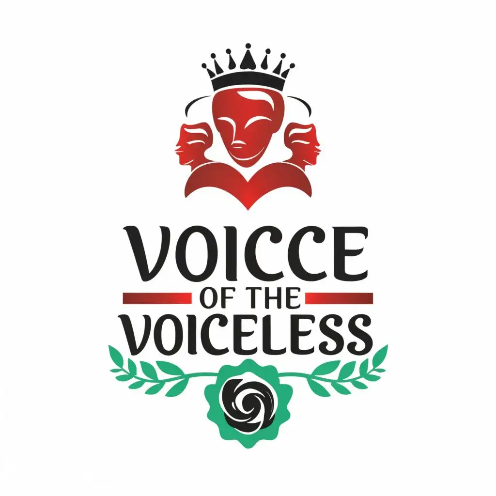 logo, Therapy Group
Crown
Red Green Rose
Black men
, with the text "Voice of the Voiceless", typography, be used in Medical Dental industry