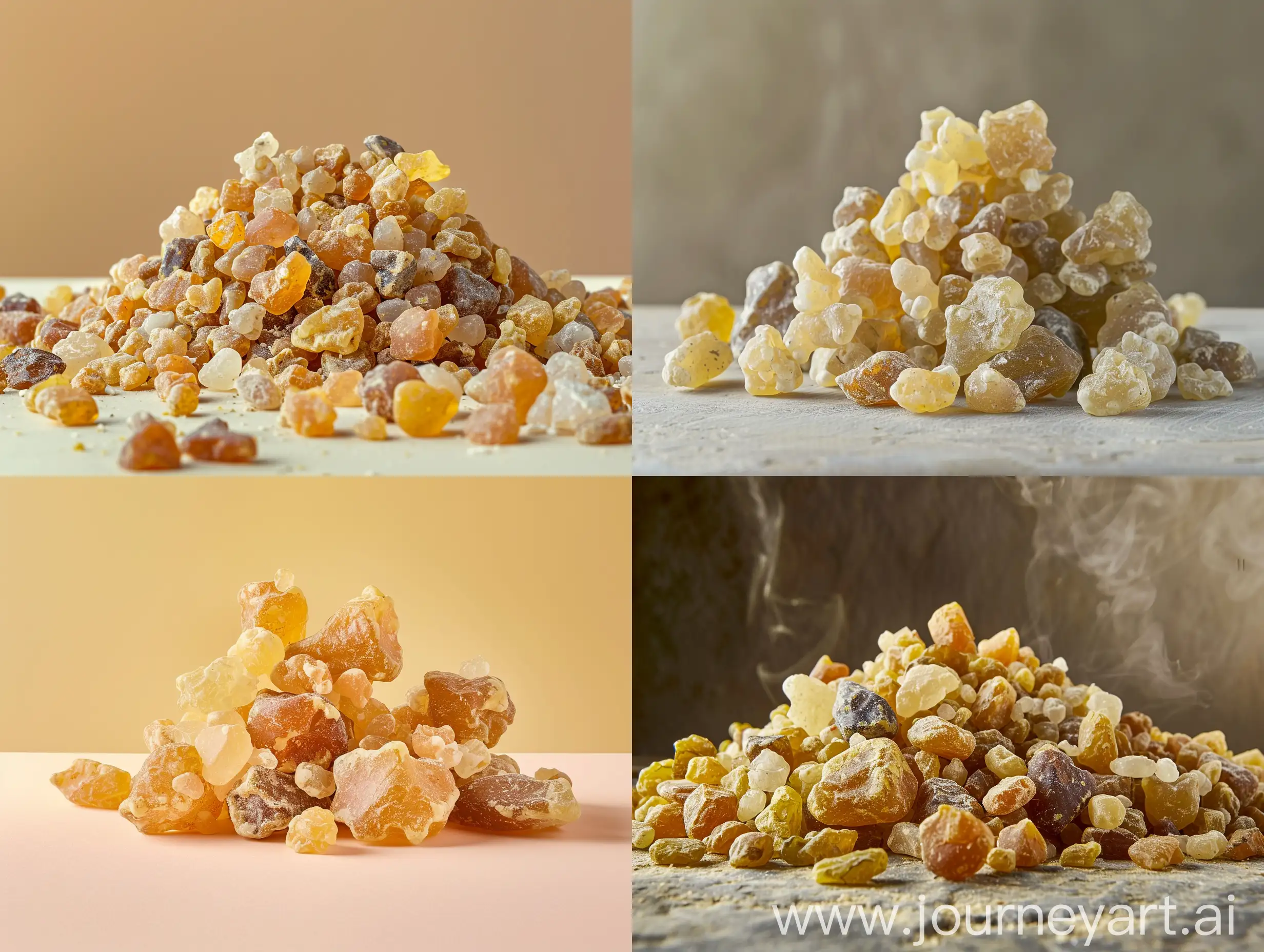 Studio photography with a single color background of frankincense